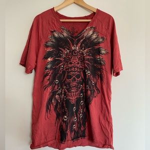 Awesome Affliction Skull v-neck tee L